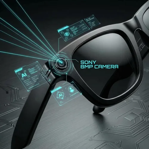 Miniatura 5 de NEXLENZ Gafas Inteligentes con Cámara–8MP Foto y Video Manos Libres, Traducción en Vivo, Reconocimiento de IA con Retroalimentación de Voz, Audio