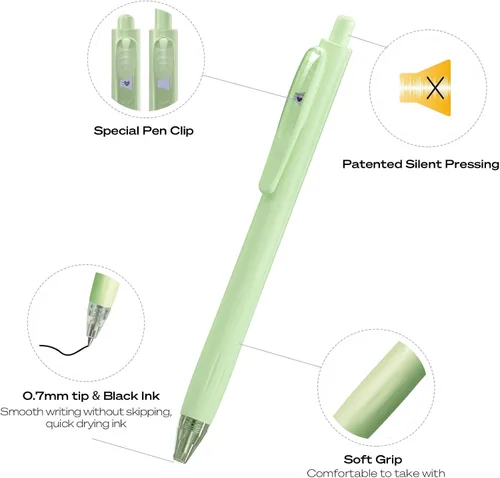 Miniatura 3 de WRITECH Bolígrafos de gel de punta fina: bolígrafo retráctil de tinta negra, escritura suave, punta media de 8 quilates, 0.028 in, punta media