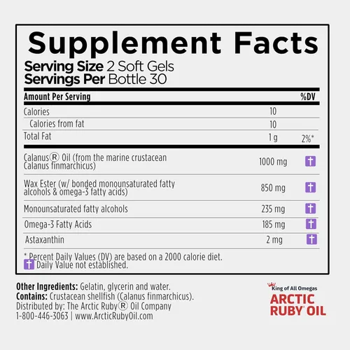 Miniatura 5 de Aceite de rubí ártico de 1000 mg – Suplemento Omega 3 para mujeres y hombres con EPA, DHA y astaxantina 2 mg – Alternativa al aceite de pescado
