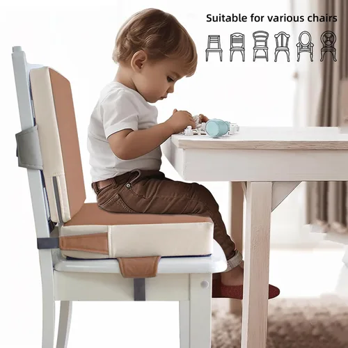 Miniatura 3 de Eiury Asiento elevador para mesa de comedor, PU antiarañazos fácil limpieza niños asiento elevador para mesa, cojín de aumento de viaje portátil