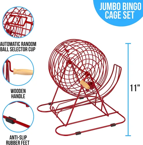 Miniatura 4 de Regal Bingo - Juego de Bingo Profesional con Jaula de Rueda de 11 Pulgadas, 75 Bolas de Bingo, Tablero Maestro, 18 Tarjetas de Bingo y 25 Tarjetas