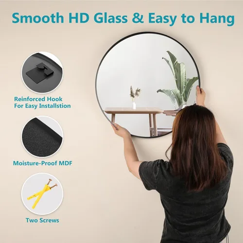 Miniatura 5 de Fabuday Espejo circular negro para pared de 20 pulgadas, espejos redondos para baño, entrada, sala de estar, pasillo, decoración de dormitorio