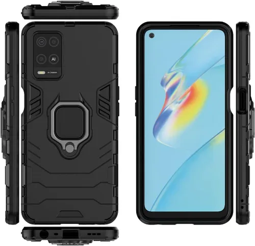 Miniatura 3 de Compatible con Oppo A54 4G, funda Oppo A55 4G, soporte de anillo de metal, parachoques duro a prueba de golpes