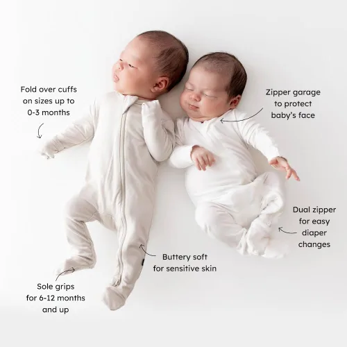 Miniatura 7 de KYTE BABY Pies unisex con cierre de cremallera, rayón hecho de bambú, 0-24 meses