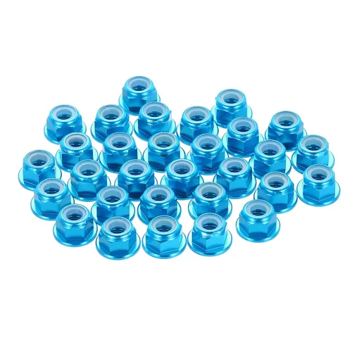Miniatura 8 de MECCANIXITY 30 piezas de tuercas de bloqueo de aleación de aluminio M5 con paso de 0.8 mm, tuercas hexagonales con brida de nylon con rosca dentada