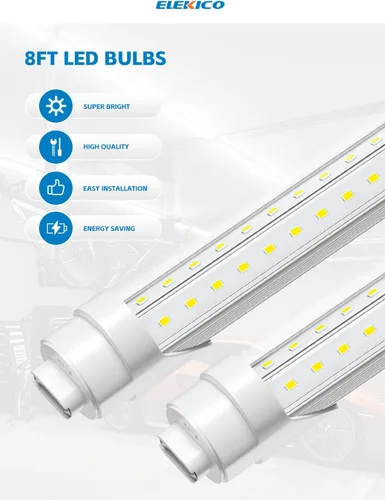Miniatura 2 de ELEKICO Bombilla LED de 8 pies, luz de tienda en forma de V de 8 pies, 6000 K, 75 W, 9500 LM, reemplazo de luz de tubo LED T8/T10/T12, derivación