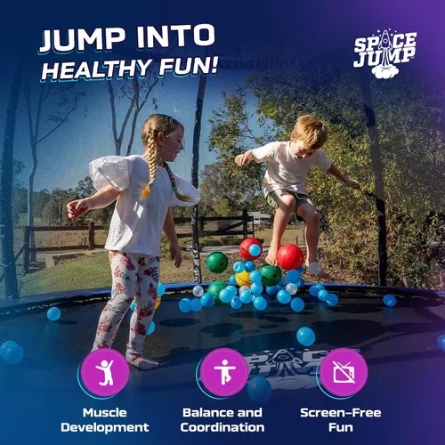 Miniatura 5 de SpaceJump Lunar Trampoline, Outdoor 8 FT, 10 FT, 12 FT, 14 FT, 16 FT Round Bouncer with Safety Net, Optional Accessories, Black