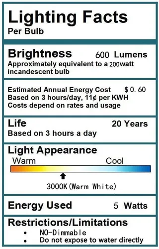 Miniatura 4 de Bombillas LED MR16 de 5 W de 120 V, paquete de 3, foco LED G5.3 igual a bombillas halógenas de 50 W, 3000 K, blanco cálido, 400 lúmenes