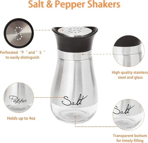 Miniatura 2 de Juego de saleros y pimenteros Lonffery, recipientes de sal para regalos, decoración de cocina con botella de vidrio y acero inoxidable, juego de 2