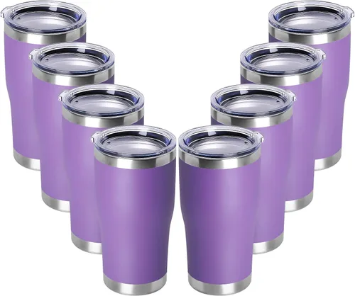 Miniatura 16 de DOMICARE vaso de doble pared con aislamiento al vacío, 20 onzas, con tapa, vaso de viaje de acero inoxidable, vaso de café con recubrimiento