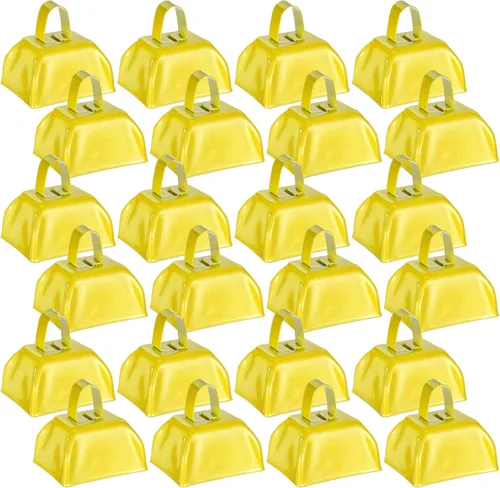 Miniatura 7 de 24 Piezas Cencerros de Metal con Asa Campanas de Vaca Generadores de Ruido para Eventos Deportivos Pequeños Generadores de Ruido Fuertes Campana
