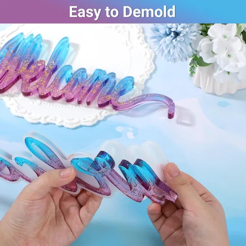 Miniatura 3 de Gartful Moldes para letreros de palabras, bienvenidos, moldes de palabras de resina epoxi de silicona, moldes de letras de fundición de resina