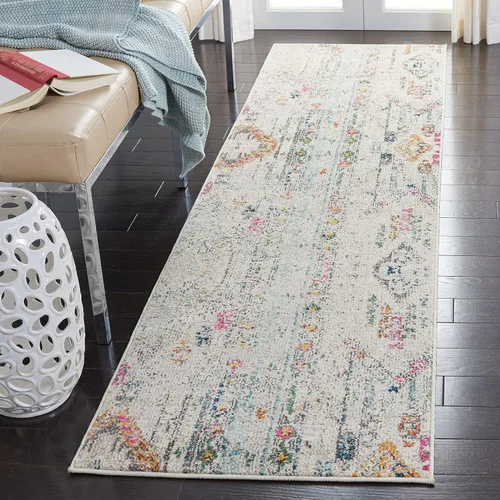 Miniatura 4 de SAFAVIEH Madison Collection - Alfombra decorativa de 2 pies 2 pulgadas x 4 pies, verde y naranja, diseño tribal envejecido, no desprende pelusa