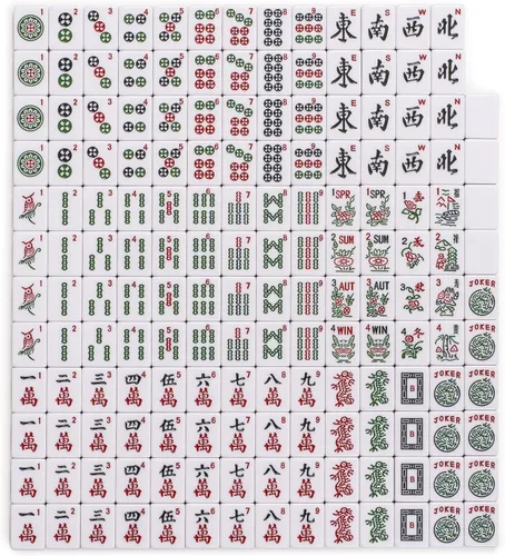 Miniatura 7 de Juegos de Mahjong Americano de Yellow Mountain Imports, Marea Azul - Estuche Blando Azul, 4 Soportes Todo-en-Uno con Empujadores, Monedas