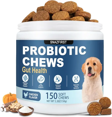 Miniatura 8 de Probióticos para Perros, Masticables Probióticos para Perros para la Salud Digestiva y la Salud Intestinal, Mejoran el Sistema Inmunológico, Alivio