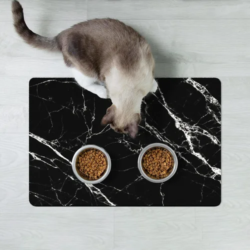 Miniatura 7 de Rnivvi Tapete de comida para perros, 12 x 19 pulgadas, absorbente de mármol, tapete para comida y agua, bonita alfombra de goma antideslizante