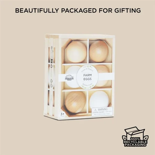 Miniatura 7 de Le Toy Van - Caja de huevos de granja de mercado de abejas de madera Perfecto para juego de simulación de supermercado, tienda de alimentos