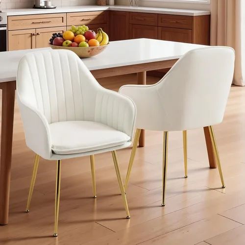 AVAWING Modern Living - Juego de 2 sillas con reposabrazos decorativos para sala de estar, comedor, de terciopelo, tapizado, de mediados de siglo,