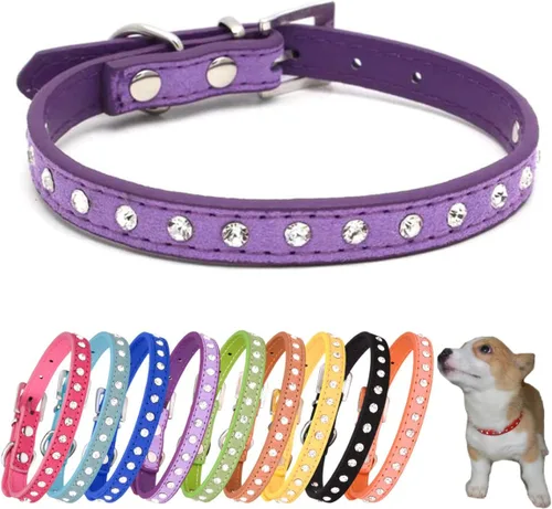 Miniatura 11 de Collares de perro con diamantes de imitación para perros pequeños, collar de cachorro con diamantes de imitación para niñas, bonito collar de gato