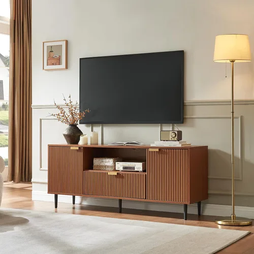 Miniatura 8 de Okvnbjk Soporte de TV negro para TV de 65 pulgadas, consolas de TV para sala de estar, soporte de TV para dormitorio con cajón y almacenamiento