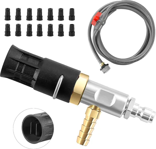 Miniatura 9 de FIXFANS Boquilla ajustable de largo alcance para lavadora a presión 2-2.5 GPM, kit de boquilla de pulverización de inyección descendente, inyector