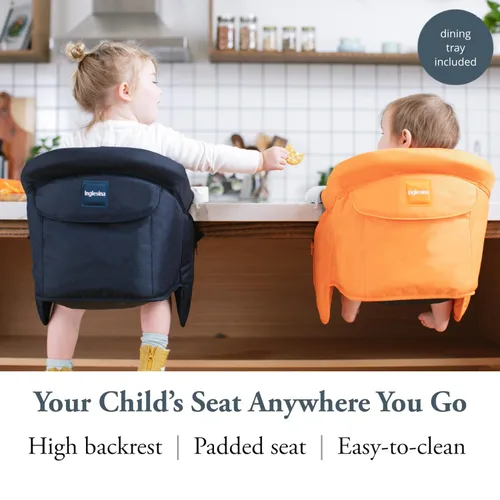 Miniatura 2 de Inglesina Silla de mesa rápida, naranja + bandeja de comedor rápido, silla alta portátil para bebés y niños pequeños de hasta 37 libras, se adapta a