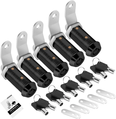 Miniatura 24 de Paquete de 2 cerraduras de caja de herramientas con llaves, cerradura de leva para gabinete de 5/8 pulgadas con llave maestra, cerradura de repuesto
