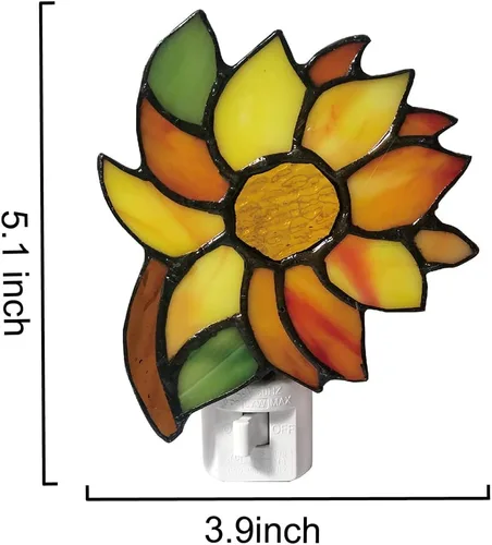 Miniatura 3 de Luz nocturna de girasol con vitrales, adecuada para pasillos, dormitorios y cocinas. Un regalo para mamá. DYM8011