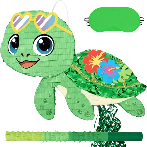 Miniatura 17 de WERNNSAI - Piñata de sirena plegable, piñata de cumpleaños con flecos que incluye cuerda para jalar, venda y bate. Decoraciones