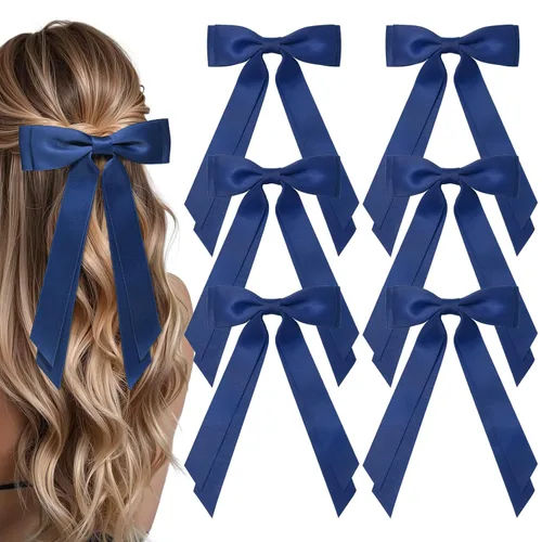 Miniatura 21 de Aileam 2 piezas lazos de cabello de satén sedoso, pinza para cabello, cinta blanca para cabello, sujetador de cola de caballo, accesorios, Blanco
