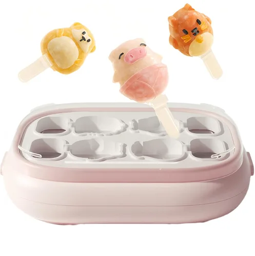 Juego de 4 moldes para paletas de helados, accesorios de cocina para hacer helados, fácil liberación, reutilizable, de silicona, sin BPA, para Rosado