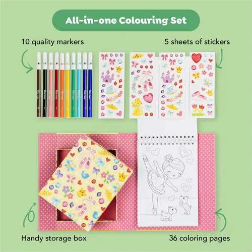 Miniatura 3 de Schylling Tiger Tribe Ballet - Juego de colorear - Kit de arte de viaje para llevar - Todos los suministros incluidos - Fácil almacenamiento - A