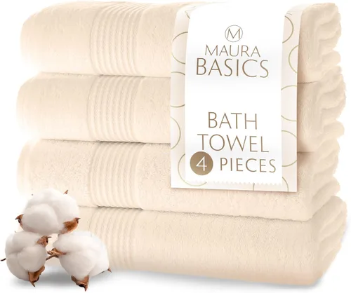 Miniatura 35 de MAURA Basics - Toallas de baño de 100 % algodón turco con bucles de gancho. Juego de toallas de felpa absorbentes de lujo extra grandes para baño