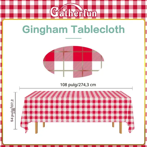 Miniatura 5 de Gatherfun Mantel rectangular impermeable de 3 piezas de 54 x 108 pulgadas, de plástico, desechable, con estampado dorado, para Pascua, picnic