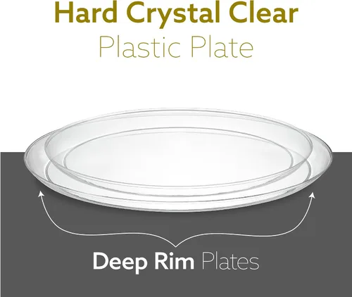 Miniatura 7 de PLASTICPRO - Platos de plástico transparente para fiesta, platos desechables elegantes y pesados de alta calidad (20, transparente)