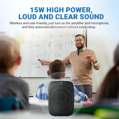 Miniatura 2 de Amplificador de voz Bluetooth con micrófono inalámbrico de solapa Lavalier para profesores, micrófono de clip de altavoz portátil, mini megáfono
