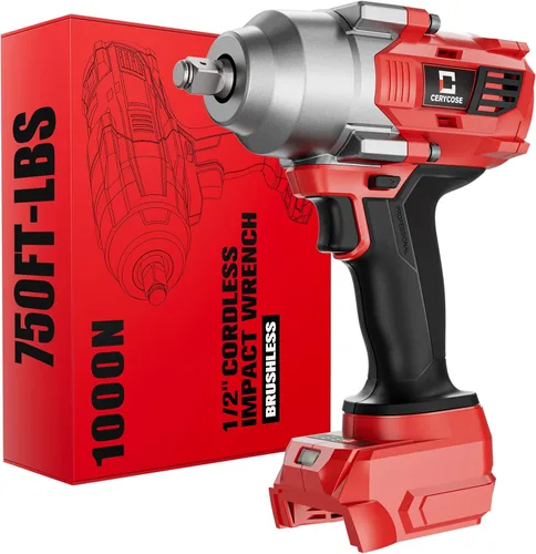 Miniatura 14 de Llave de impacto inalámbrica de 1/2 pulgada compatible con batería Dewalt, 1000 pie-libras (1360 N.m) pistola de impacto eléctrica sin escobillas