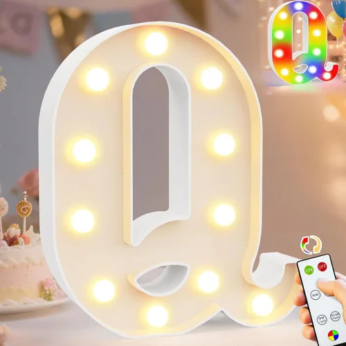 Miniatura 54 de Pooqla Letras con luces LED de marquesina, letras decorativas iluminadas en blanco cálido y blanco frío, letras del alfabeto iluminadas para niños