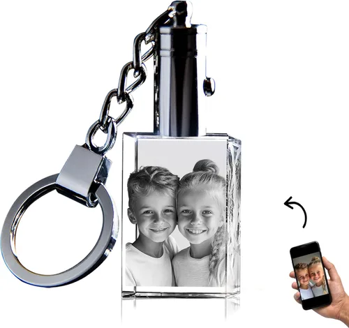 Miniatura 12 de 3D innovation Llavero de cristal personalizado con luz LED, llavero grabado con láser 2D personalizado, grandes regalos personalizados