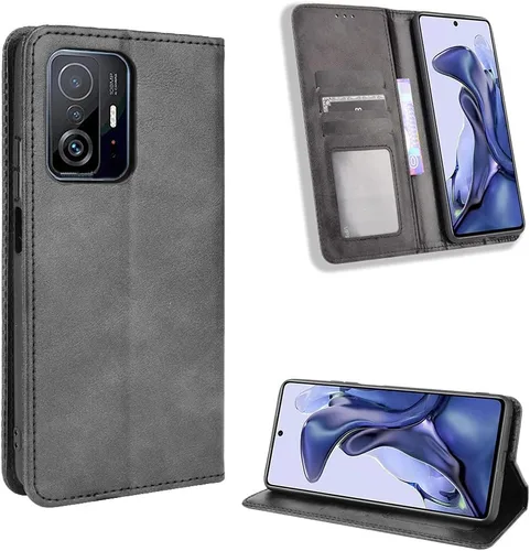 Jielangxin Keji Funda para Xiaomi 11T Pro Caso,Funda para Xiaomi 11T/Mi 11T Pro Case PU Cuero Flip Cover Negro