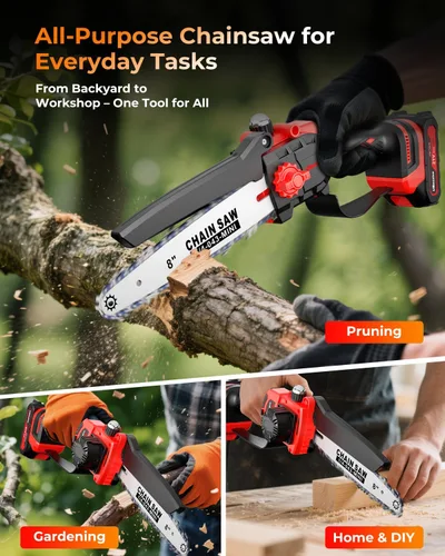 Miniatura 8 de UBeesize Mini motosierra inalámbrica de 8 pulgadas Tiempo de funcionamiento más largo Motor sin escobillas Diseño de mango ergonómico Fácil