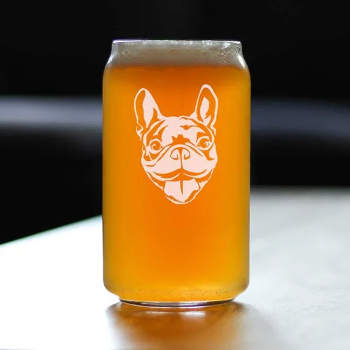 Miniatura 2 de Happy Frenchie - Vaso de cerveza – Decoración divertida y única con temática de perro bulldog francés y regalos para hombres y mujeres, 16 onzas