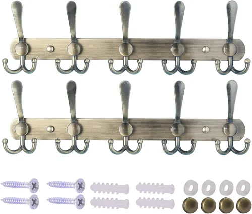 Miniatura 26 de Dseap - Perchero para pared, 5 ganchos triples, resistente, acero inoxidable, riel de gancho de metal para abrigos, sombreros, toallas, bolsos