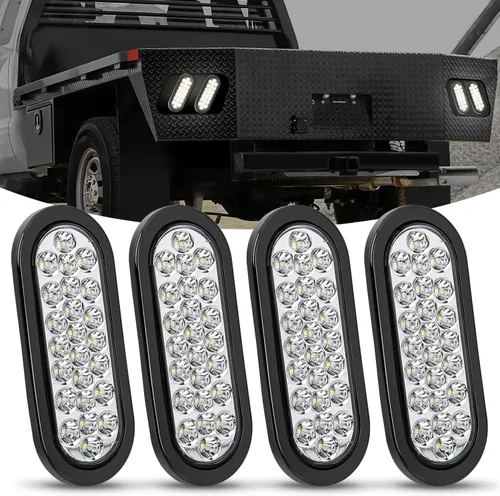 Miniatura 25 de Nilight Luz trasera ovalada de 6 pulgadas, 4 unidades, color rojo, 24 luces LED de parada de freno y giro con ojales de montaje empotrado, 4 luces