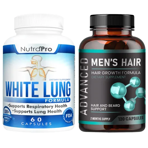 Vitaminas para el crecimiento del cabello para hombres + limpieza y desintoxicación pulmonar. Apoya la salud pulmonar. Apoya la salud respiratoria.