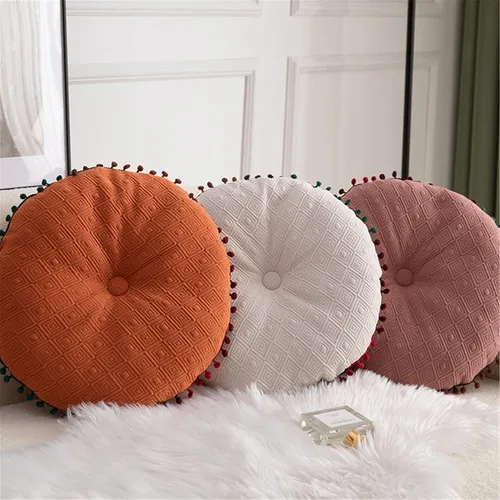 Miniatura 2 de Cojín redondo de bola redonda Almohada de sofá Cojín de piso (naranja, 15.7in40cm)