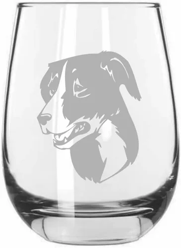 Miniatura 444 de Sakhalin Husky Dog - Copa de vino grabada personalizada de 15.25 onzas sin tallo