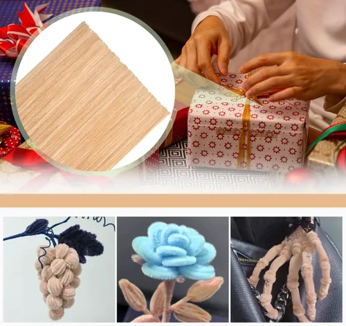 Miniatura 5 de TOAOB 100 unidades de limpiadores de tuberías Limpiadores de tuberías beige Tallos de chenilla de 6 mm x 12 pulgadas Palos esponjosos Suministros