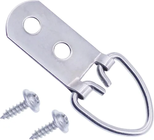 Ganchos de fotos de anillo en D resistentes con tornillos, 20 piezas de accesorios grandes y anchos para colgar fotos, 2 agujeros para pinturas,