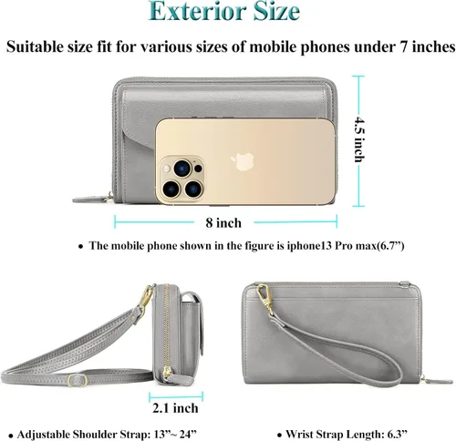 Miniatura 4 de Peacocktion Cartera para mujer con RFID, cartera cruzada de gran capacidad, 2 correas